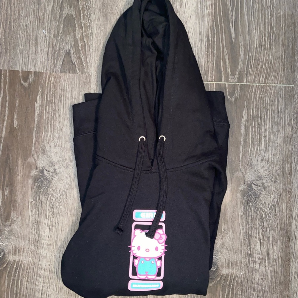 Sanrio X Girl skateboards black pullover hoodie
